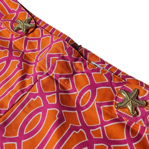 Mud Pie Pink/Orange High Waisted Charlotte Shorts - Size Med - Picture 5 of 6